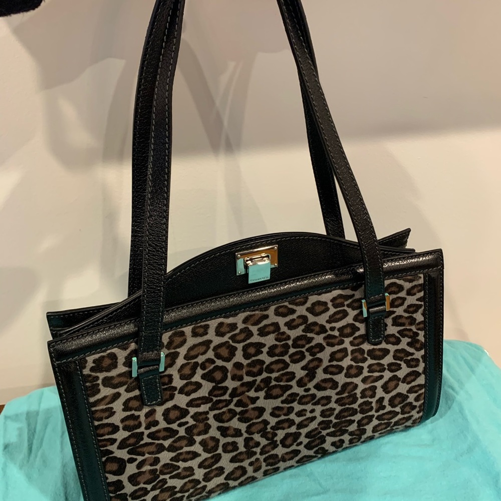 Tiffany & Co. RARE Handbag, Pony Hair Leopard and Black Leather.
